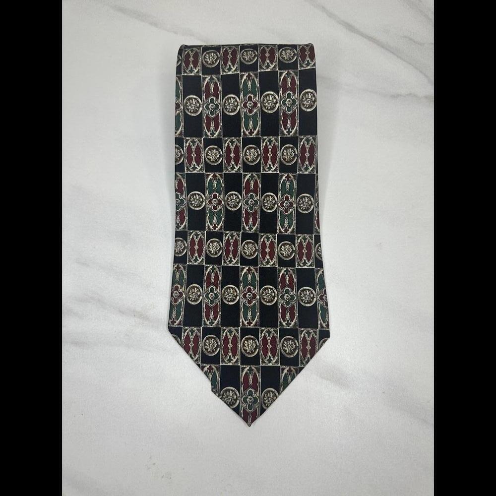 Vintage Christian Dior Cravate Classic corpcore black/multi-colored silk necktie